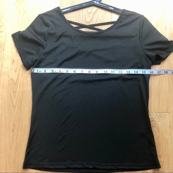 SHEIN BLACK LACE CRISSCROSS BACK TEE -  M - Picture 9 of 12